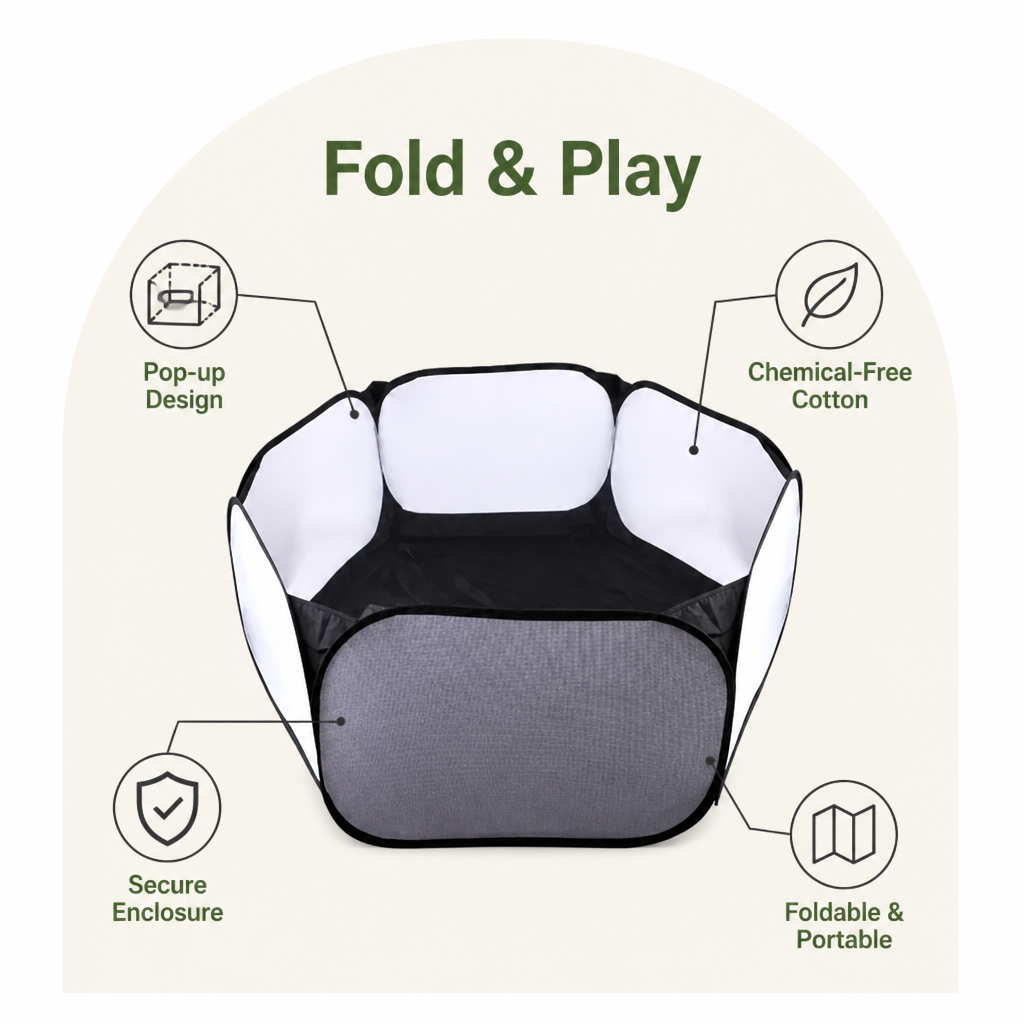 Petmarlow Transparent Foldable Pet Playpen (Chemical-Free Cotton) – view 9