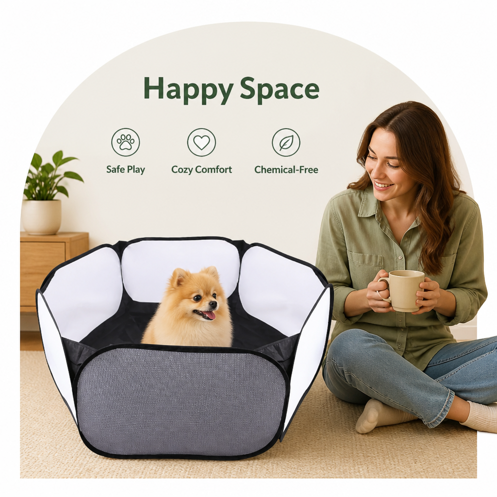 Petmarlow Transparent Foldable Pet Playpen (Chemical-Free Cotton) – view 12
