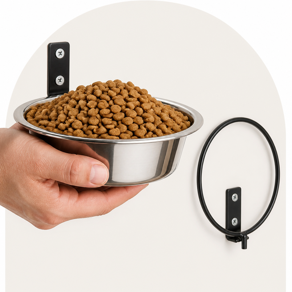 DogBedHouse Wall-Mounted Elevated Stainless Steel Pet Bowl – view 8
