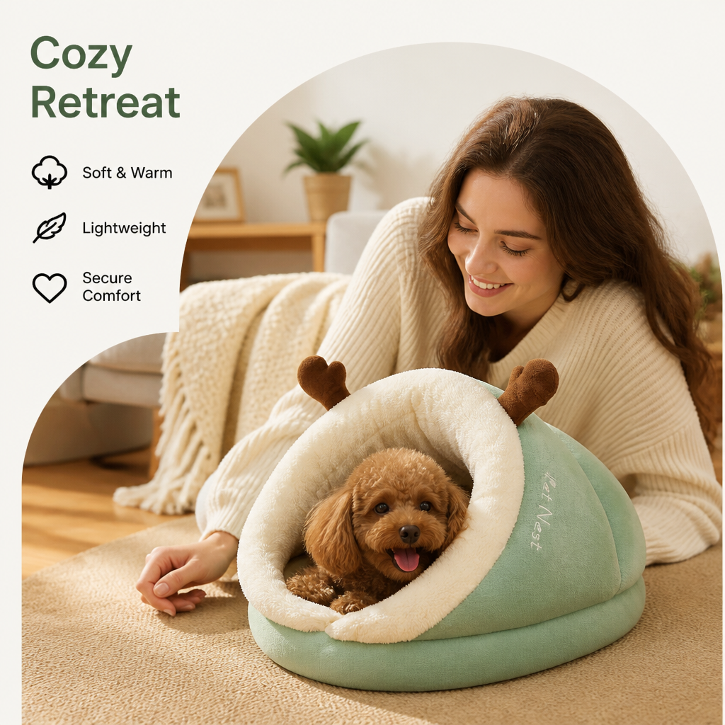 DogBedHouse Warm Breathable Enclosed Small Pet Bed (Foldable) – view 8