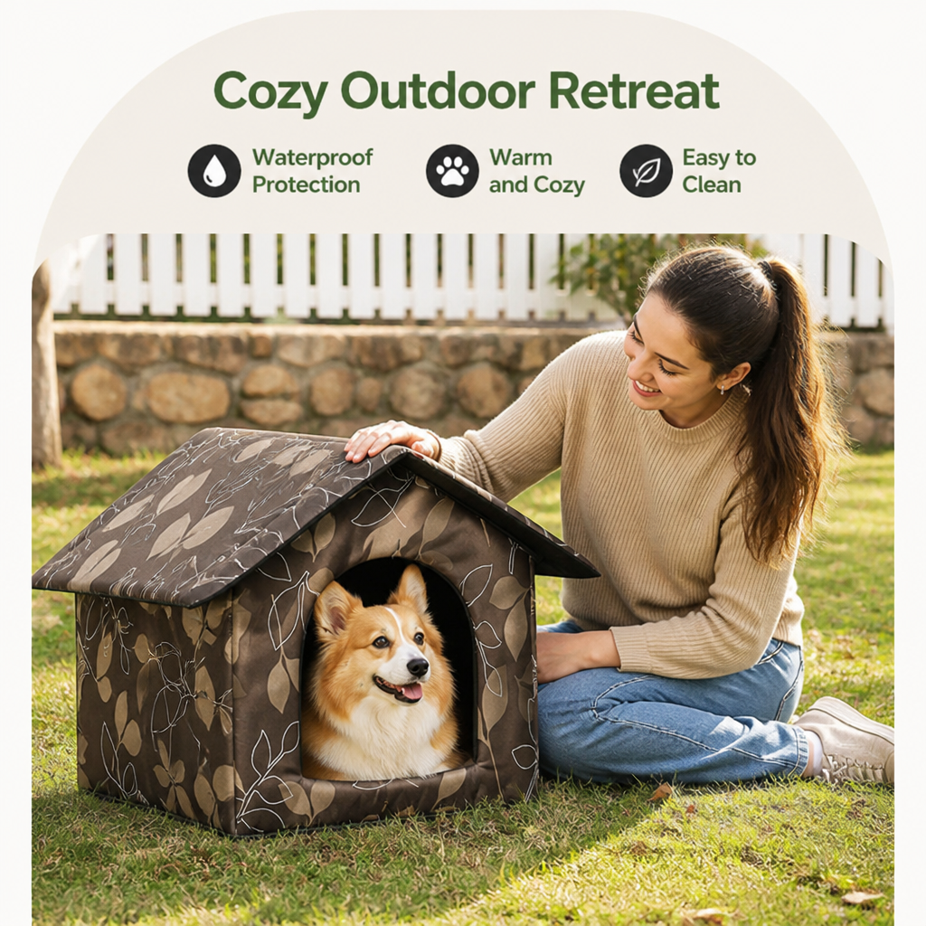 Petmarlow Waterproof Oxford Fabric Foldable Outdoor Cat House (Removable Cushion) – view 7