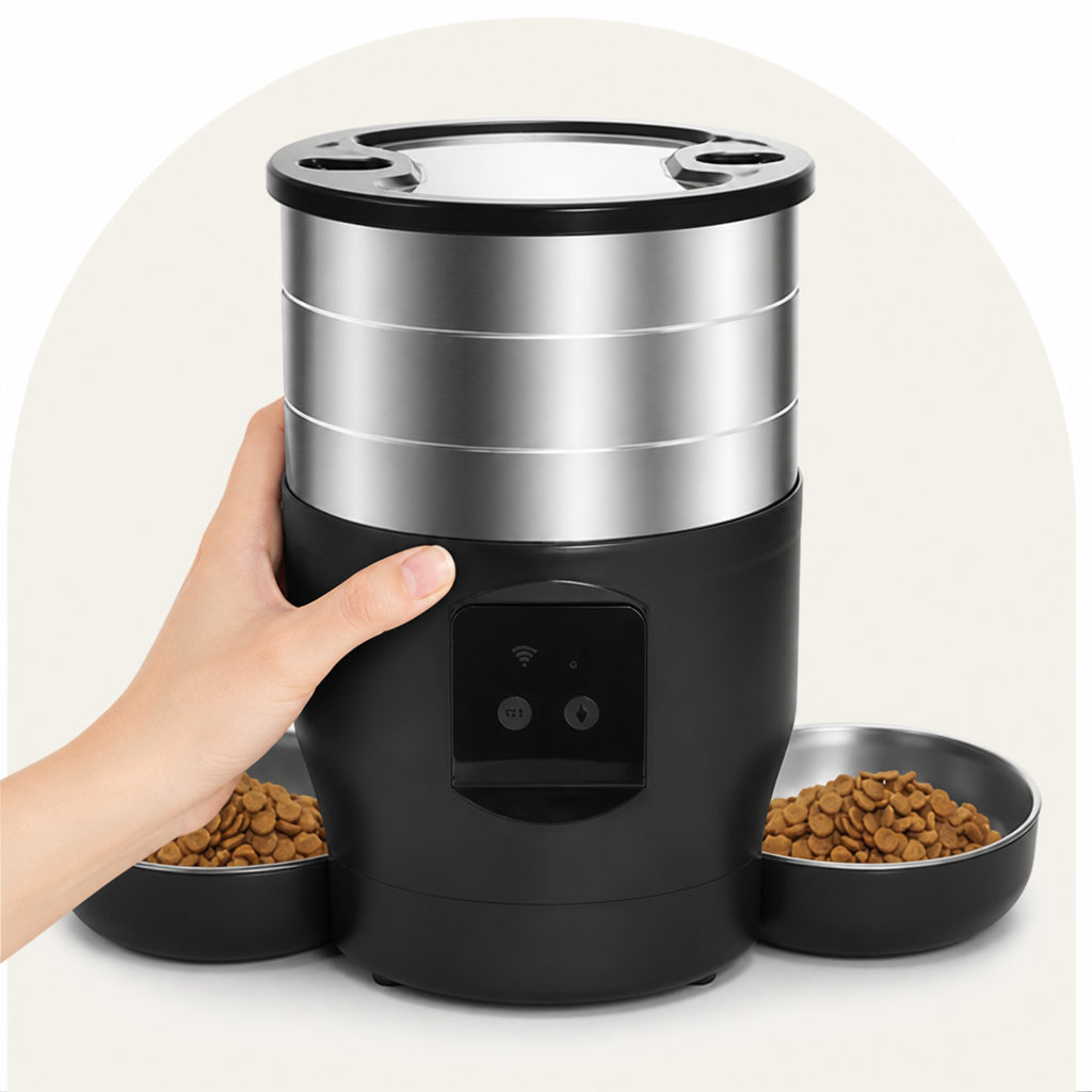 Petmarlow WiFi & Button Programmable Pet Feeder (4L, Stainless Bowls) – view 10