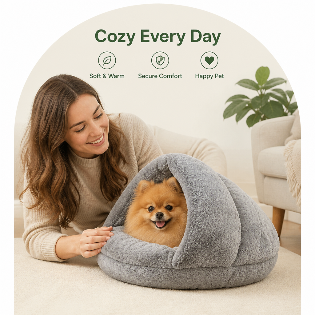 Petmarlow Winter Warm Plush & Washable Cat & Small Dog Bed – view 7