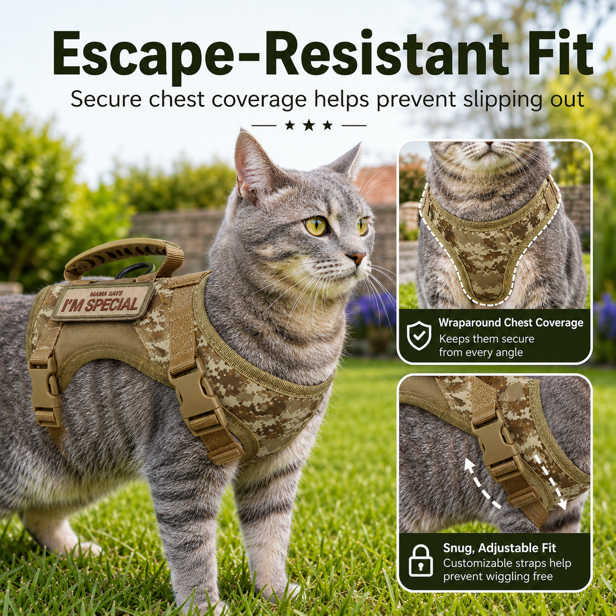 Escape-Resistant Adjustable Breathable Mesh Cat Harness (Vest-Style) – view 13