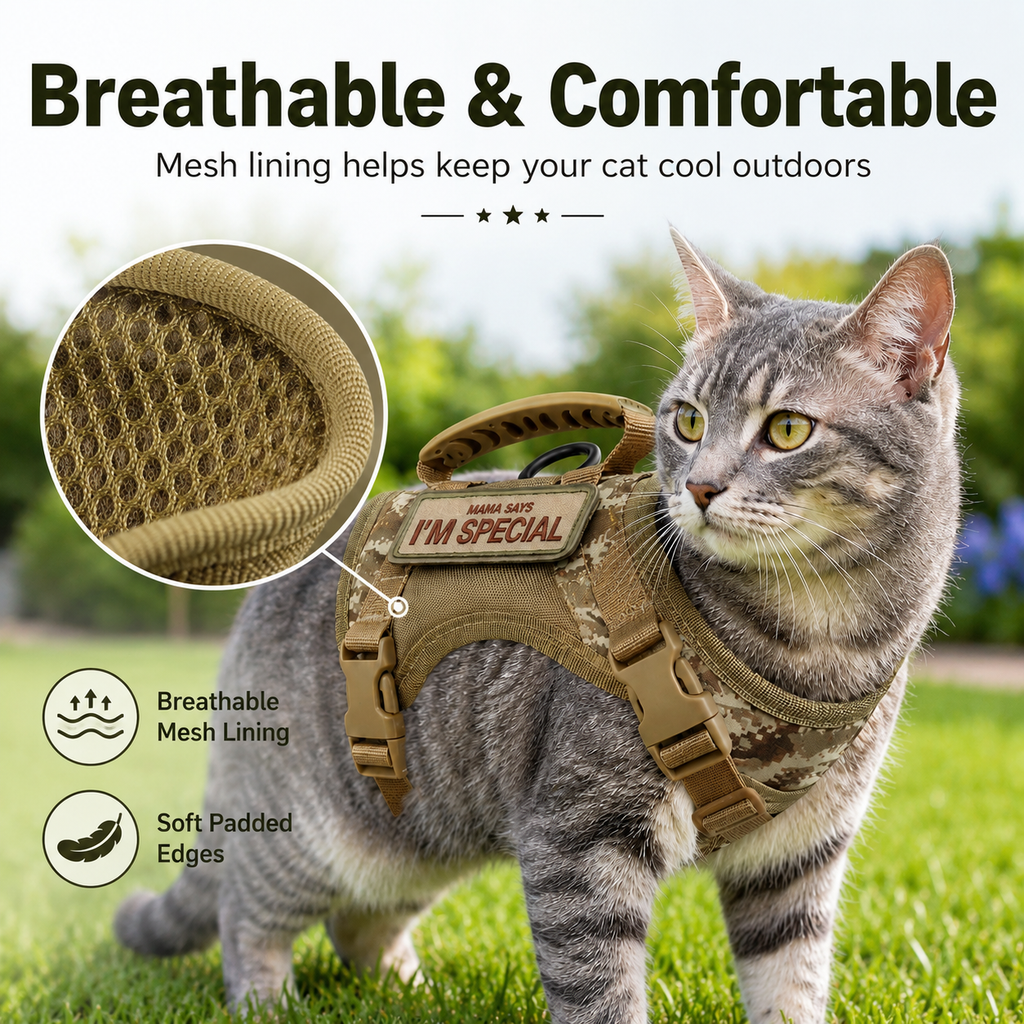 Escape-Resistant Adjustable Breathable Mesh Cat Harness (Vest-Style) – view 10