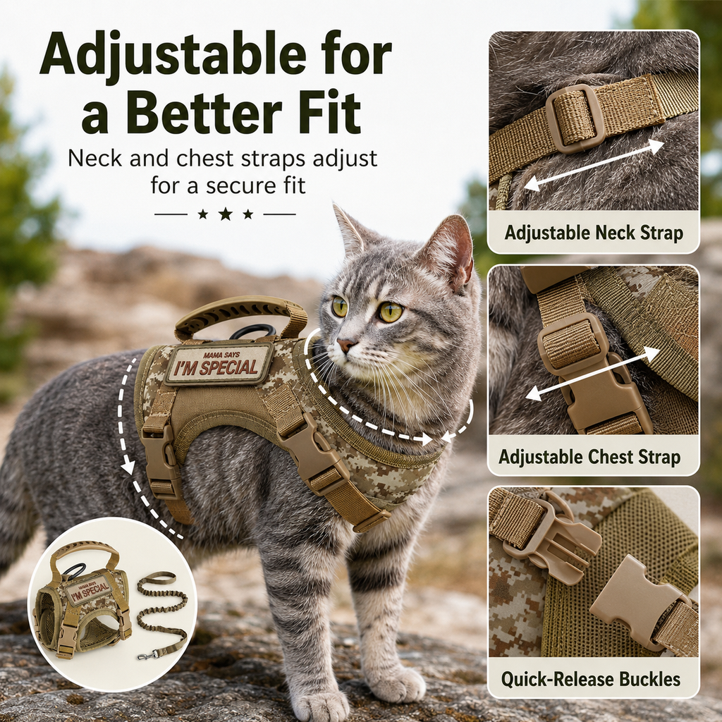 Escape-Resistant Adjustable Breathable Mesh Cat Harness (Vest-Style) – view 11