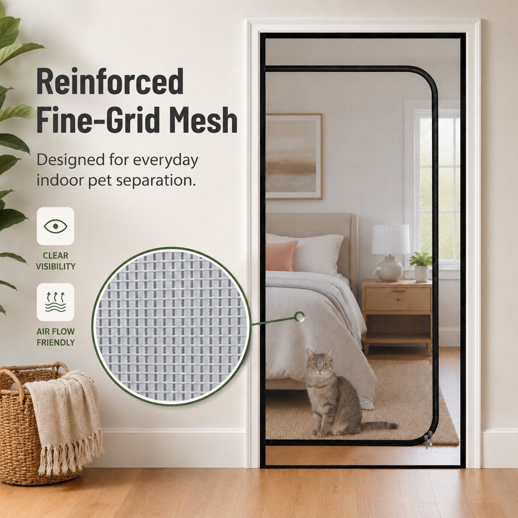 Fine-Grid Dual-Zipper Pet Mesh Door (No-Drill Install) – view 8