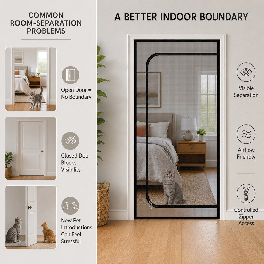 Fine-Grid Dual-Zipper Pet Mesh Door (No-Drill Install) – view 9