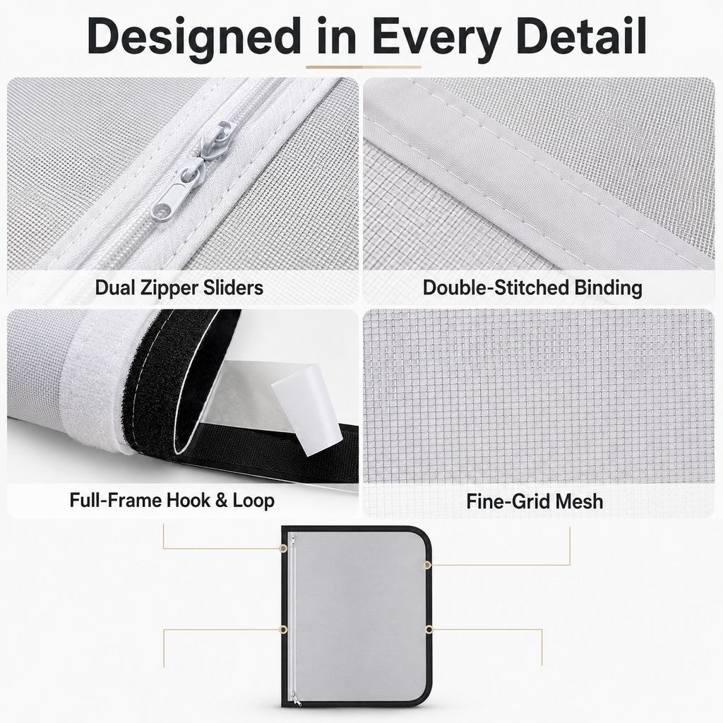 Fine-Grid Dual-Zipper Pet Mesh Door (No-Drill Install) – view 12