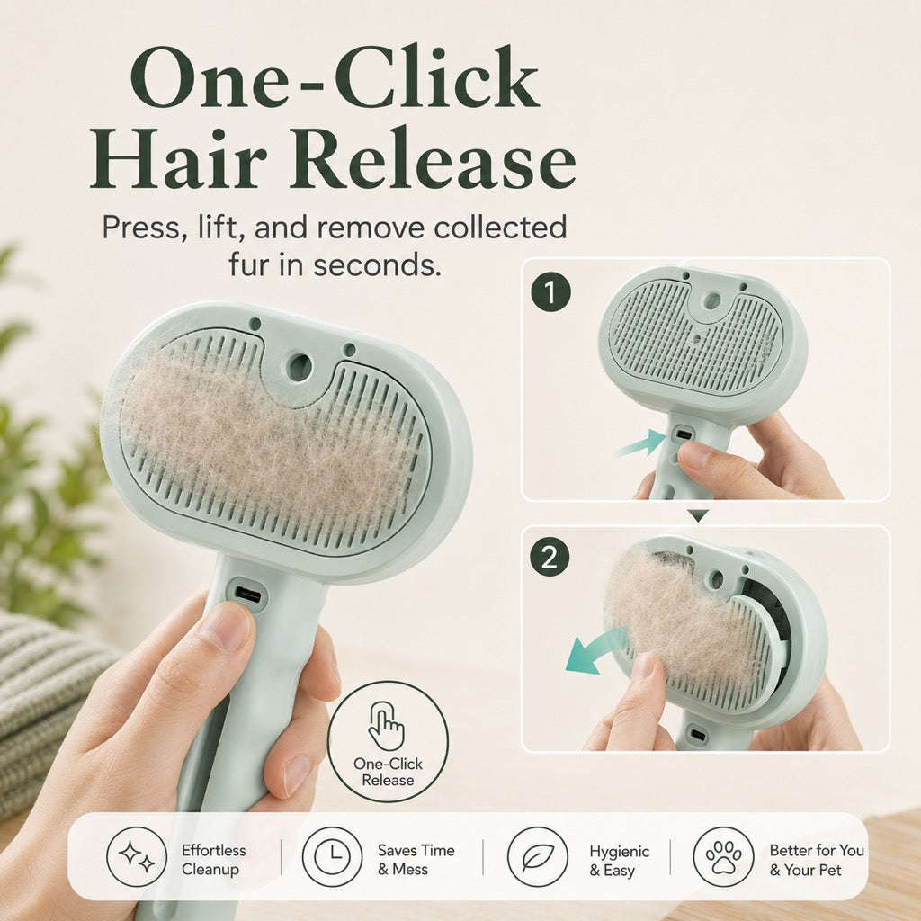 Fine-Mist Spray & One-Click Hair Release Pet Grooming Brush – view 9