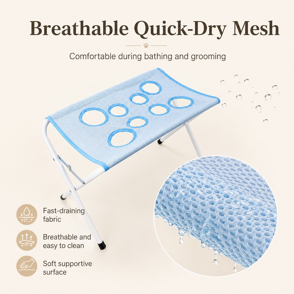 Foldable Elevated Breathable Mesh Pet Grooming Rack (Supports 44 lb) – view 7