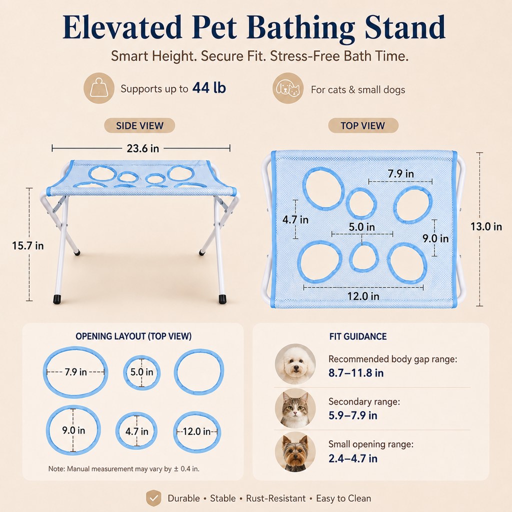 Foldable Elevated Breathable Mesh Pet Grooming Rack (Supports 44 lb) – view 10