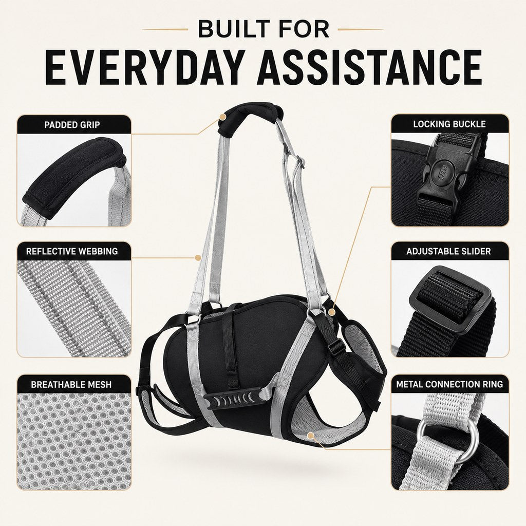 Full-Body Adjustable Padded Mesh Dog Lift Harness – view 7