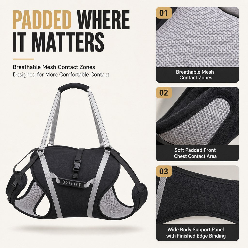 Full-Body Adjustable Padded Mesh Dog Lift Harness – view 9