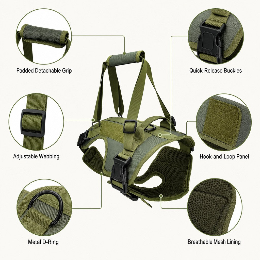 Full-Body Padded Dog Mobility Harness (Adjustable Lift Straps) – view 9