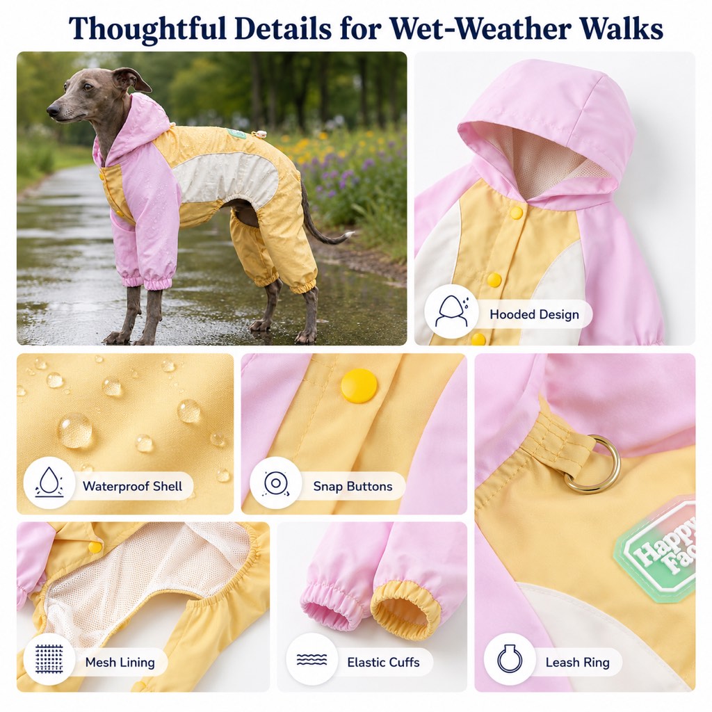 Full-Body Waterproof & Breathable Dog Rain Suit (Built-In Leash Ring) – view 9