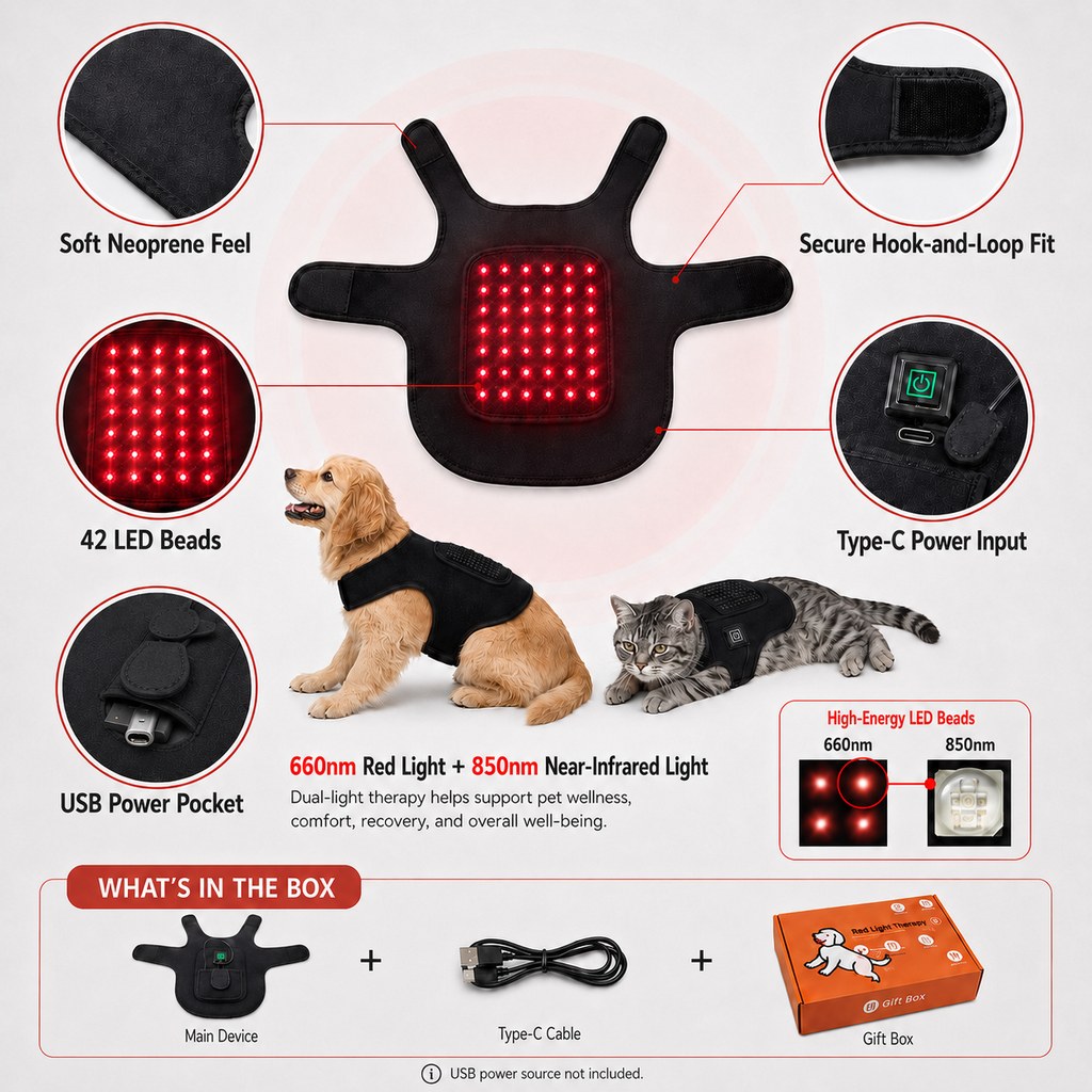 Hands-Free Red & Near-Infrared Vest (For French Bulldogs) – view 7