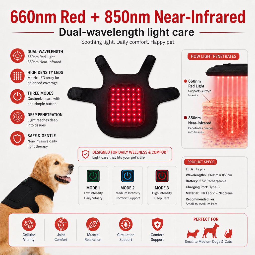 Hands-Free Red & Near-Infrared Vest (For French Bulldogs) – view 8