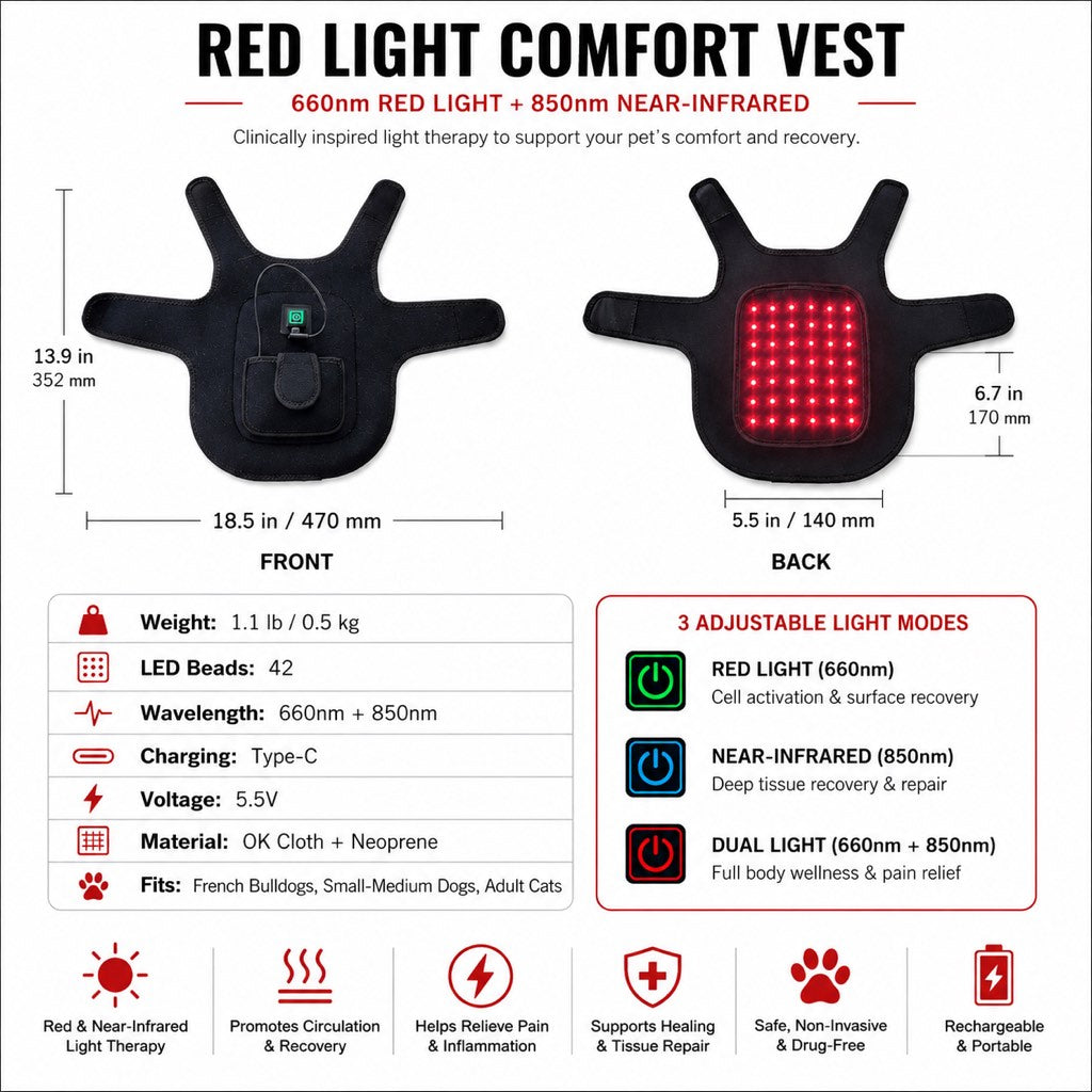 Hands-Free Red & Near-Infrared Vest (For French Bulldogs) – view 9