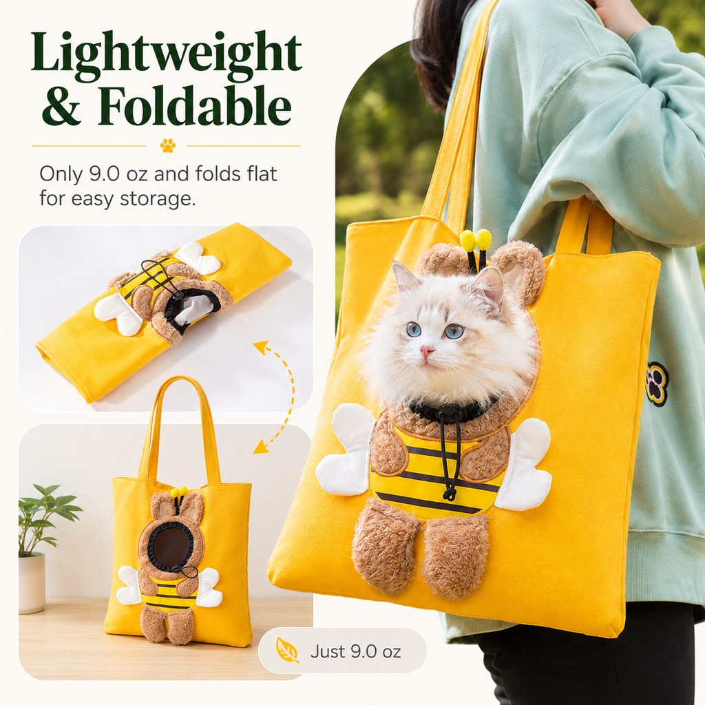 Head-Out Breathable Canvas Pet Carrier Tote (Foldable) – view 10