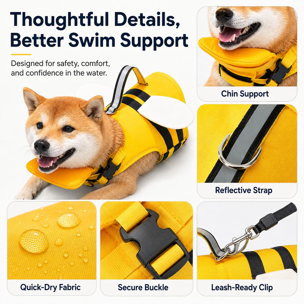 High-Visibility Chin Float & Rescue Handle Dog Life Jacket – view 8