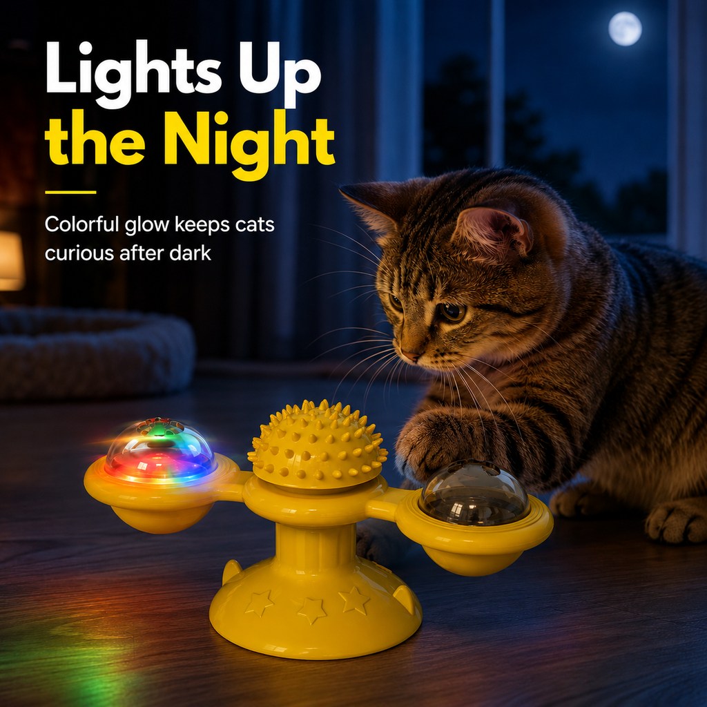 Light-Up 360° Spinning Cat Toy (Suction Cup & Catnip Balls) – view 7