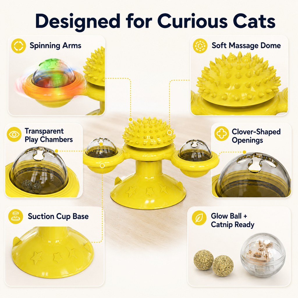 Light-Up 360° Spinning Cat Toy (Suction Cup & Catnip Balls) – view 12