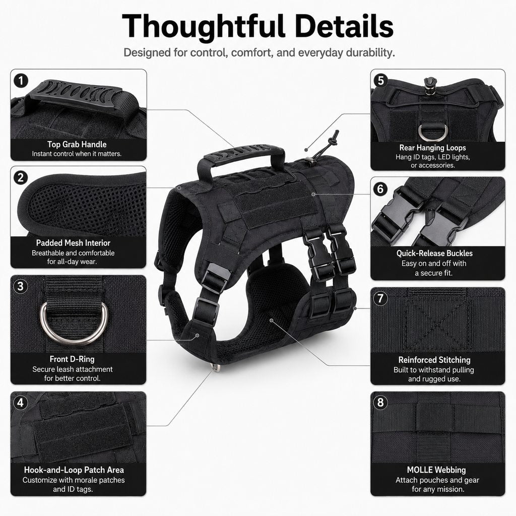 MOLLE-Ready Heavy-Duty Dog Harness (Breathable Mesh) – view 11