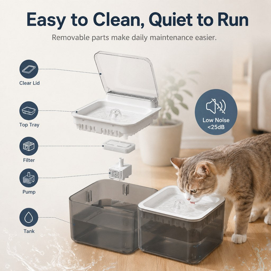 Motion-Sensing Auto-Lid 3L Rechargeable Cat Water Fountain – view 7