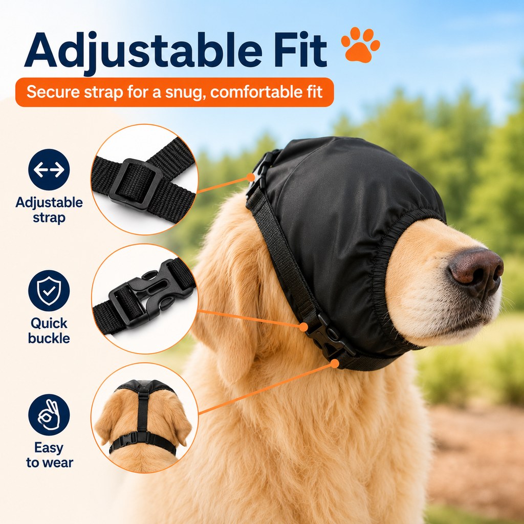 Open-Nose Breathable Dog Calming Mask (Adjustable Quick-Release Strap) – view 9