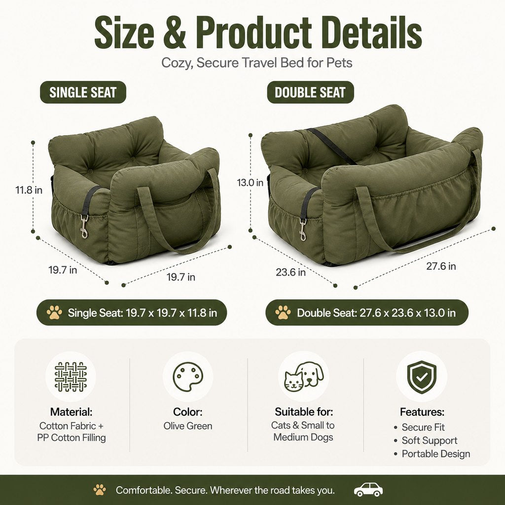 Padded Bolster Non-Slip Pet Car Seat – view 13