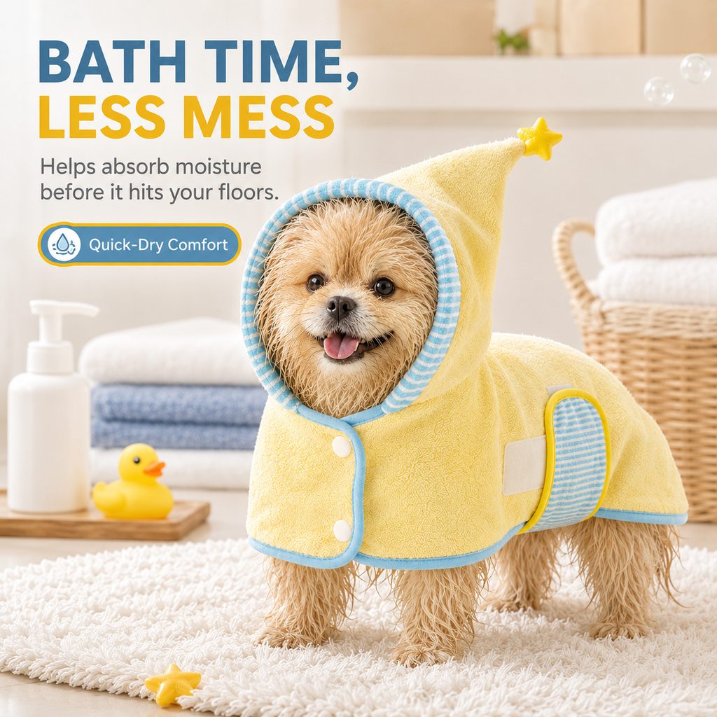 Quick-Dry Terry Hooded Pet Drying Robe – view 7
