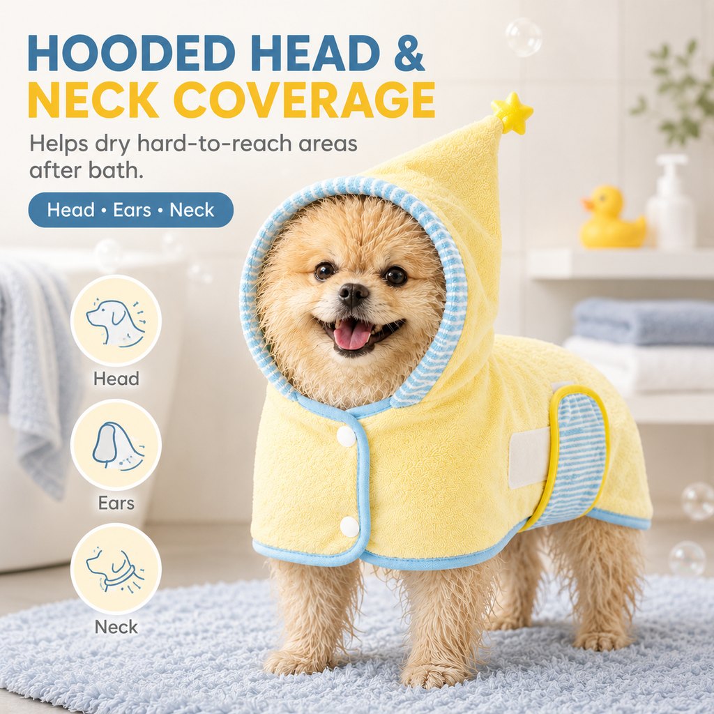 Quick-Dry Terry Hooded Pet Drying Robe – view 8