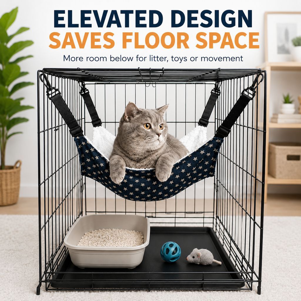 Reversible Plush & Fabric Cat Cage Hammock – view 11