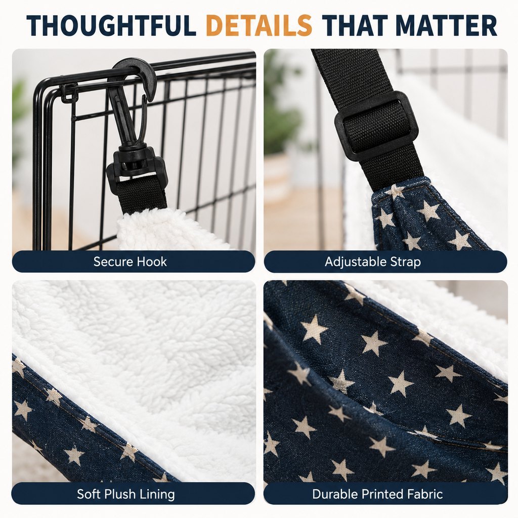 Reversible Plush & Fabric Cat Cage Hammock – view 13
