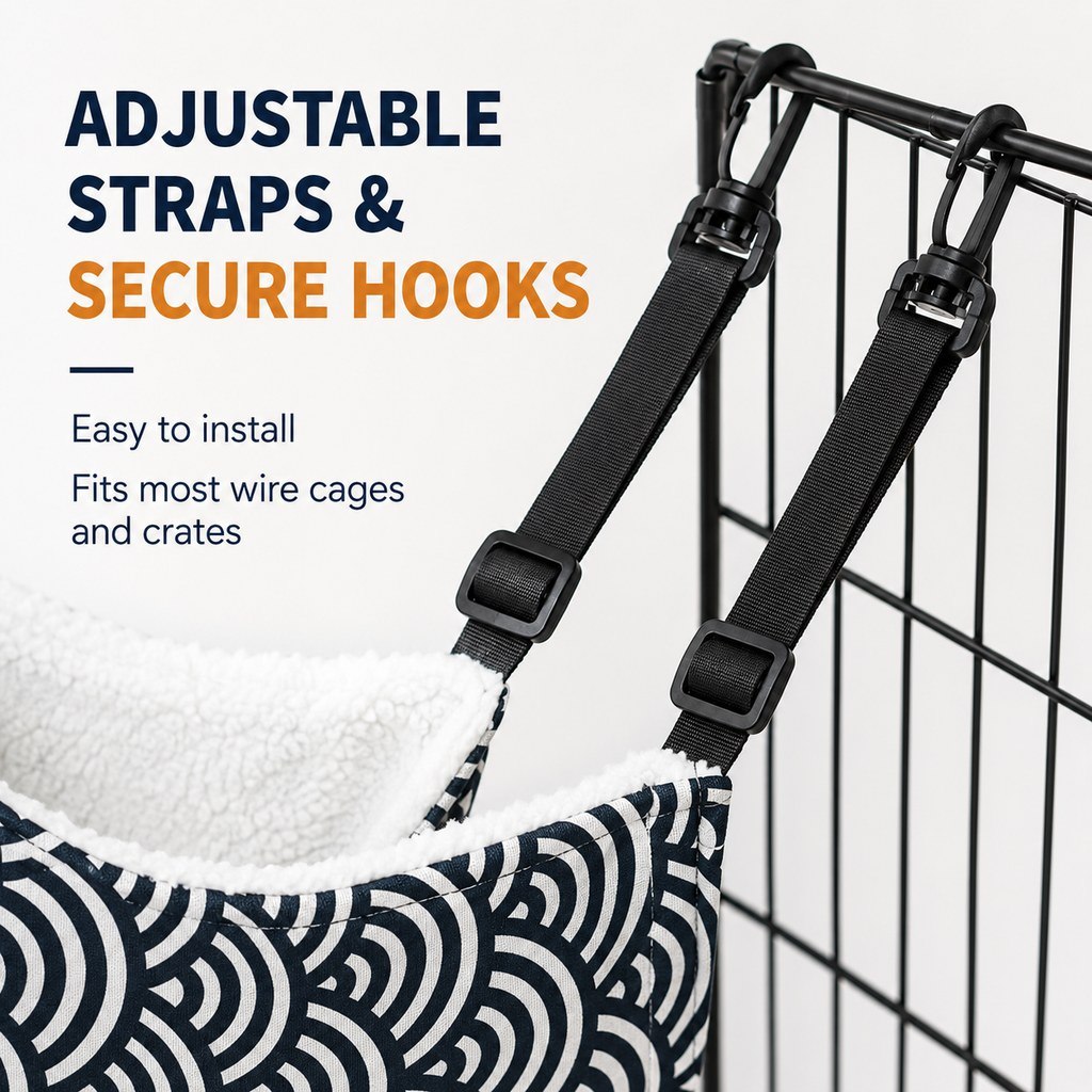 Reversible Plush & Fabric Cat Cage Hammock – view 14