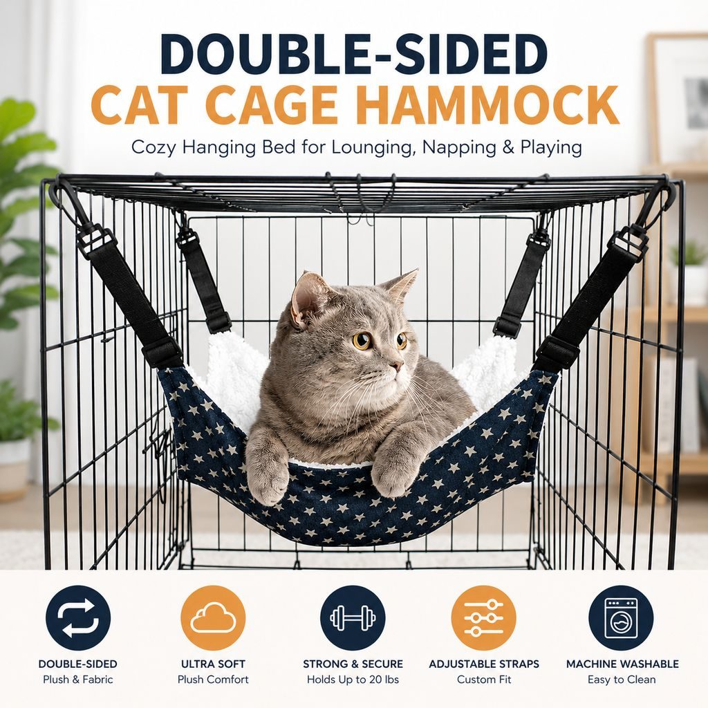 Reversible Plush & Fabric Cat Cage Hammock – view 16