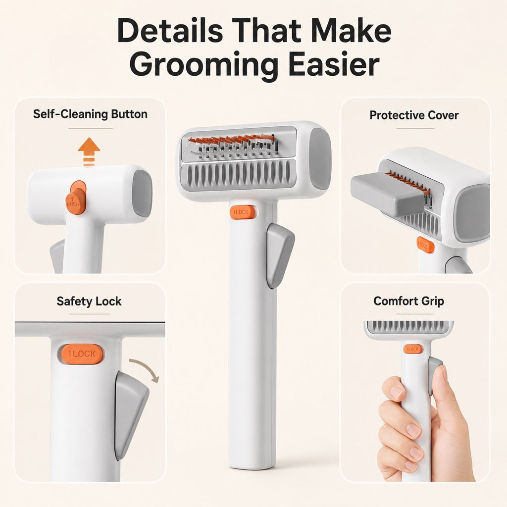 Self-Cleaning Dematting & Deshedding Pet Grooming Brush (For Cats & Dogs) – view 9