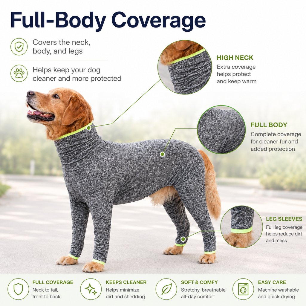 Shedding-Control Stretch Dog Full-Body Suit (Large Breed) – view 7
