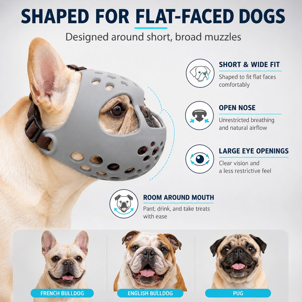 Short-Snouted Breathable Anti-Scavenging Dog Muzzle (Adjustable Straps) – view 10