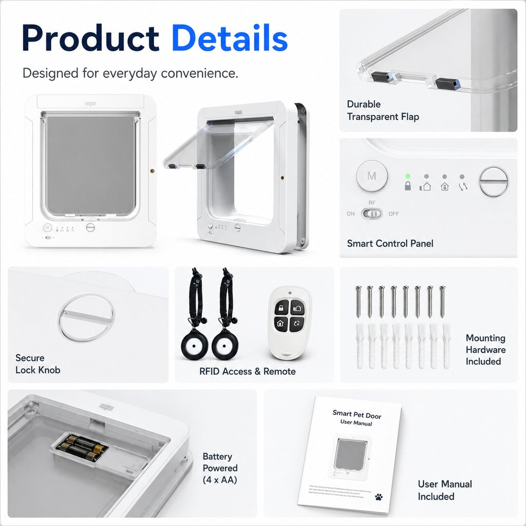 Smart RFID 4-Way Locking Cat Door (Fits Pets Under 25 lb) – view 9