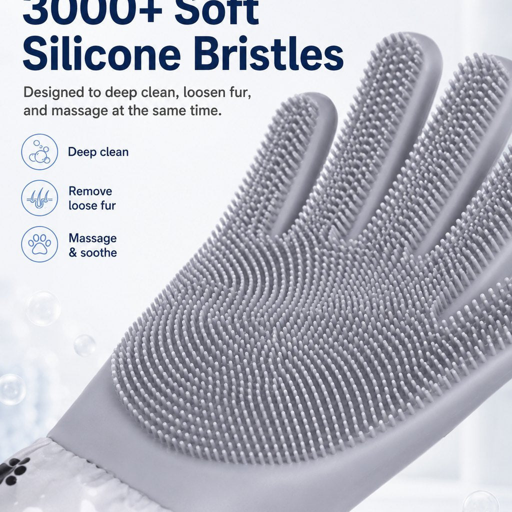 Soft Silicone Deshedding Pet Grooming Gloves (Long Sleeve) – view 8