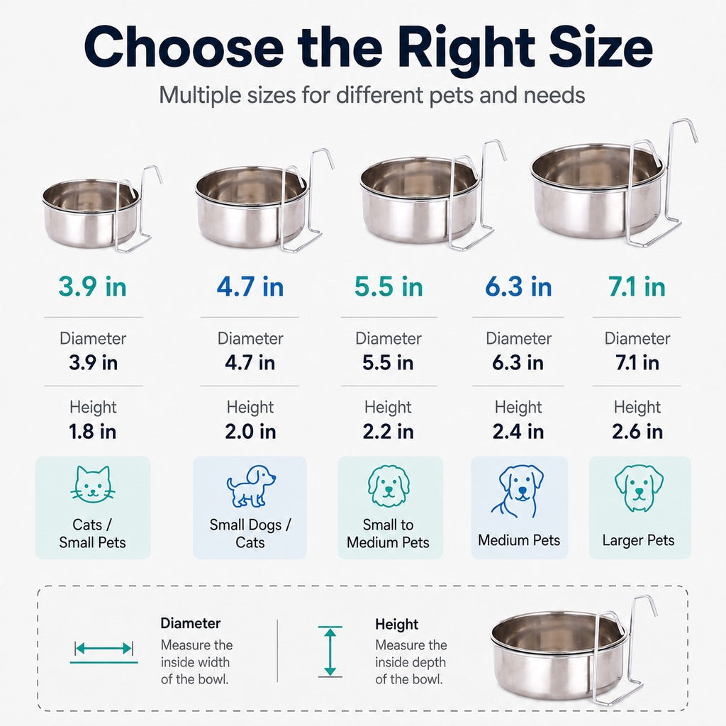 Stainless Steel No-Tip Hanging Pet Bowl (For Wire Crates) – view 8