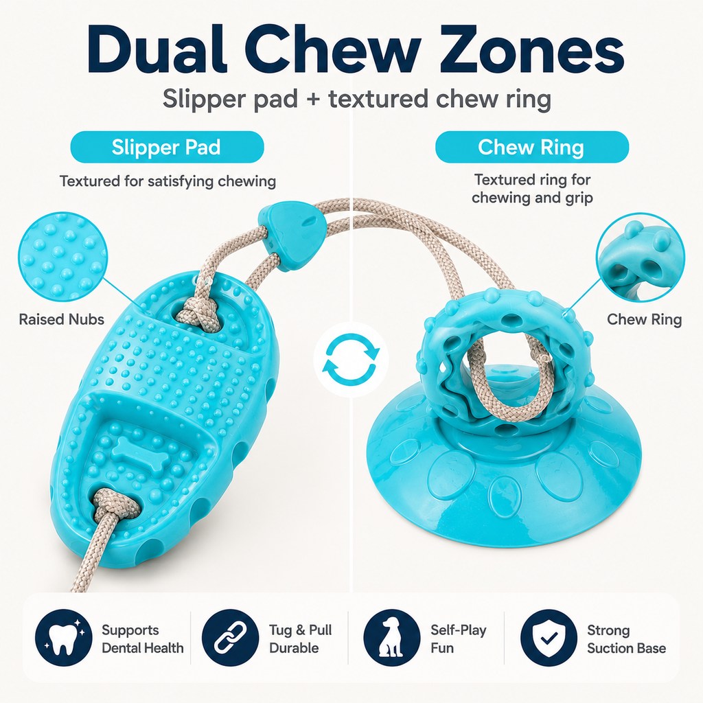 Suction Cup Dog Chew & Tug Toy (Textured Dental Nubs) – view 9