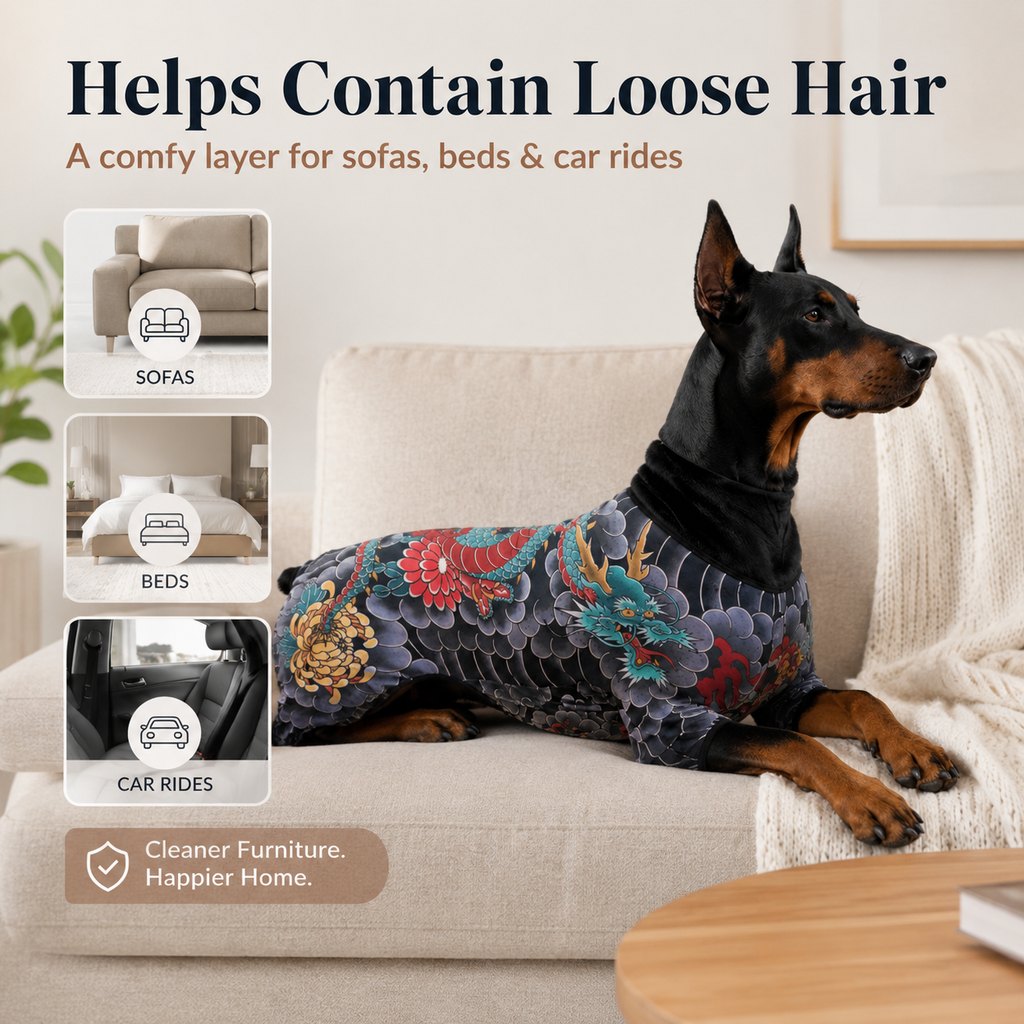 Tattoo-Print Soft Stretch Pet Bodysuit (Open Tail) – view 8