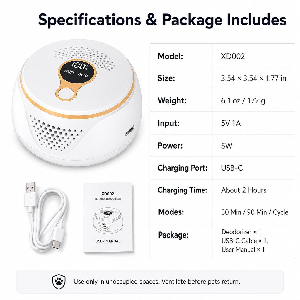 USB-C Rechargeable 3-Mode Pet Odor Deodorizer – view 8