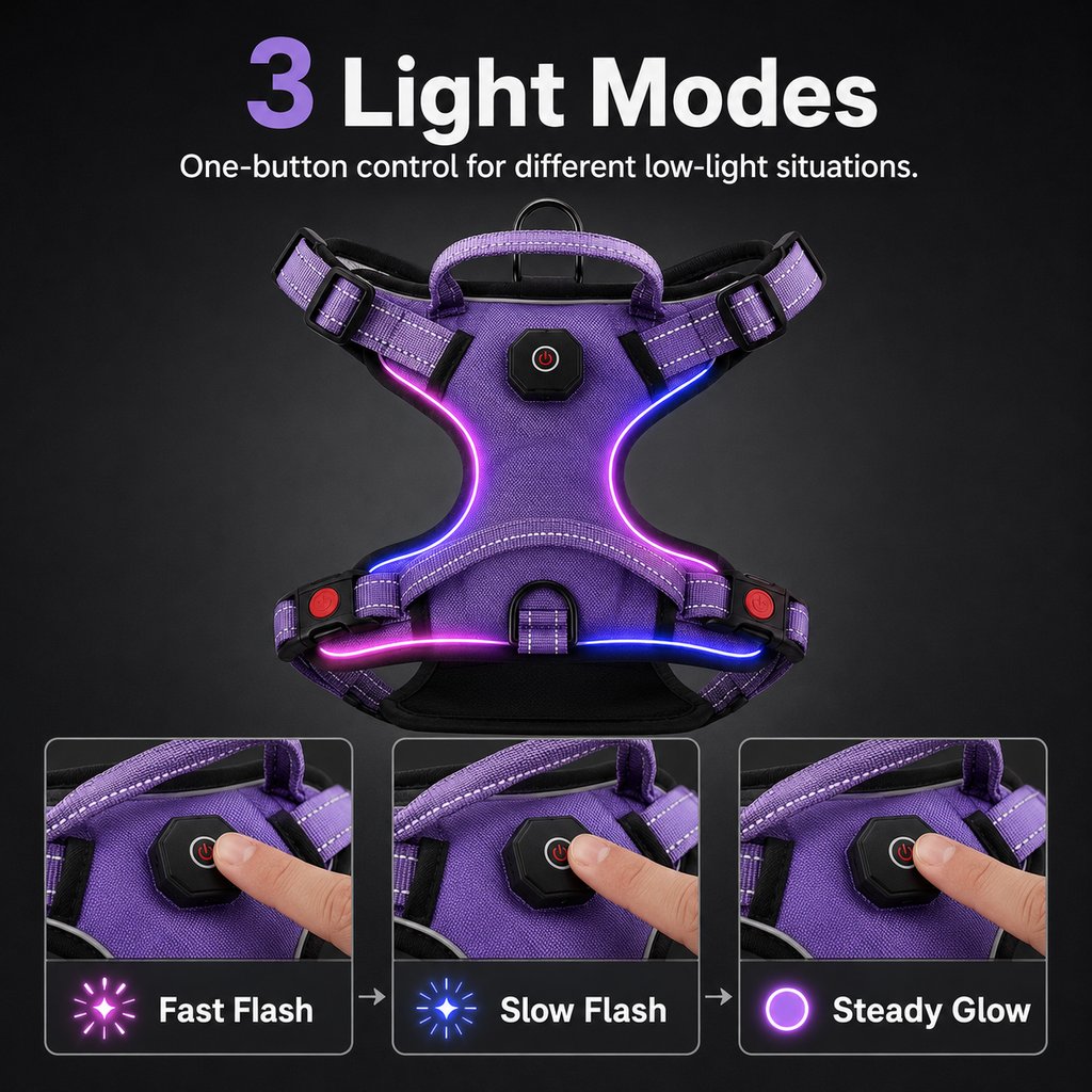 USB-C Rechargeable LED Dog Harness (Reflective Mesh) – view 8