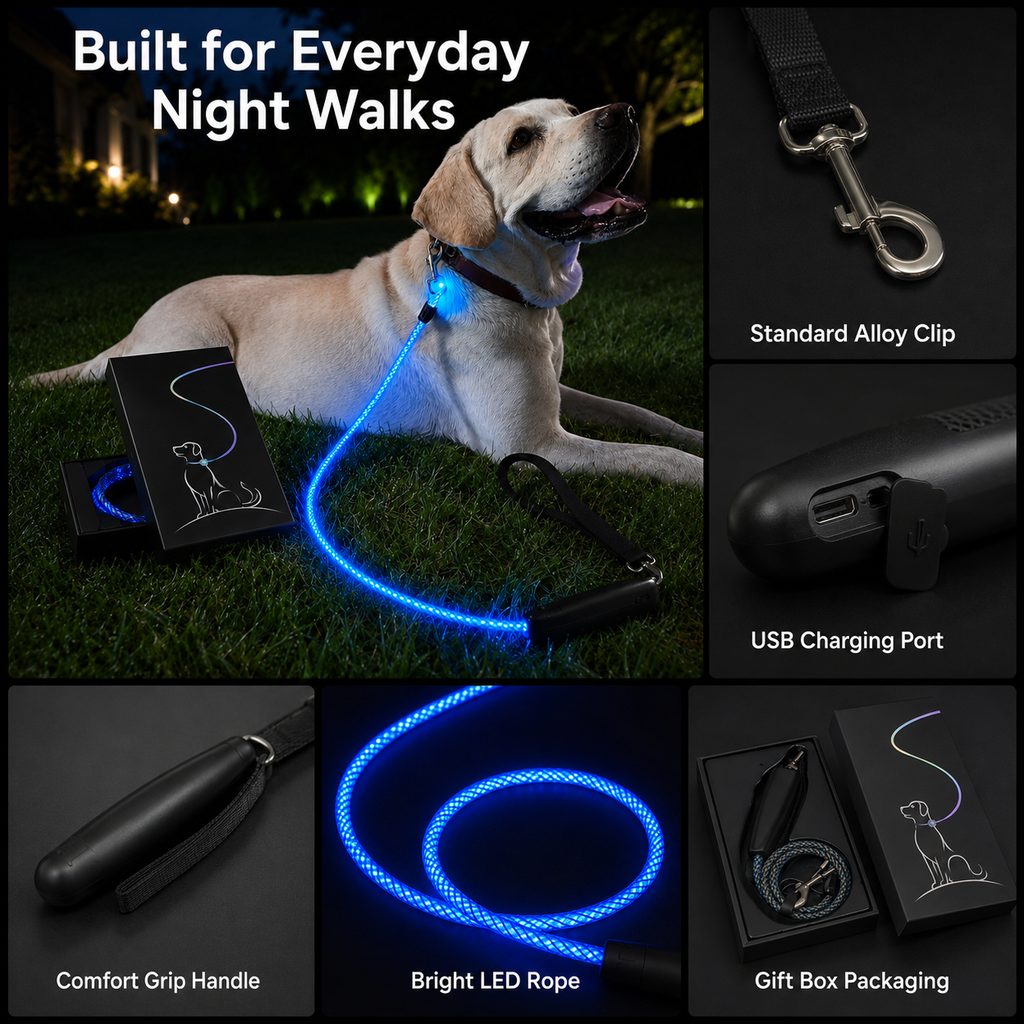 USB-Rechargeable LED Dog Leash (4.9 ft) – view 9