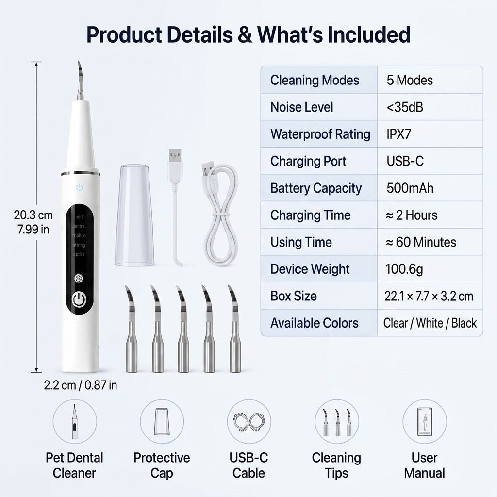 Ultrasonic USB-C Rechargeable Pet Dental Cleaner (IPX7 Waterproof) – view 10