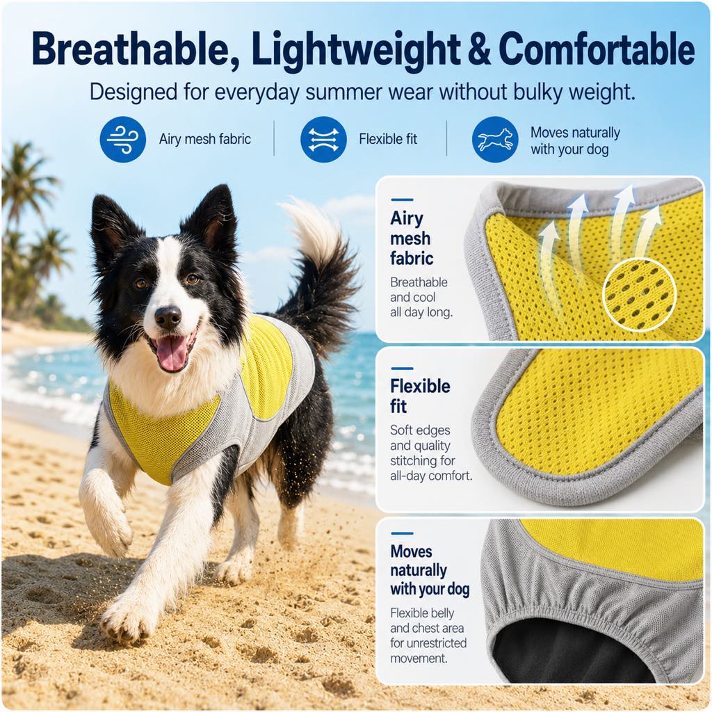 Water-Activated & Breathable Dog Cooling Vest (Ice Pack Pocket) – view 7